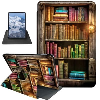 BFDHGQZC Colorful Bookshelf Case for 7" Kindle Paperwhite (12th Generation,2024)&Kindle Colorsoft Signature Edition 7"(2024/2025) 360 Degree Rotating Stand Protective Cover with Auto Sleep/Wake