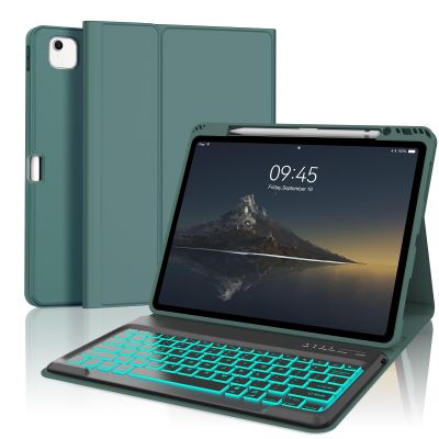 IVEOPPE KeyboardCase for iPad Air 13 (M2 2024/M3 2025) & iPad Pro 12.9 inch (3th/4th/5th/6th Generation), 7 ColorBacklit, WirelessDetachable BluetoothKeyboard with Auto Sleep/Wake Function, DeepGreen