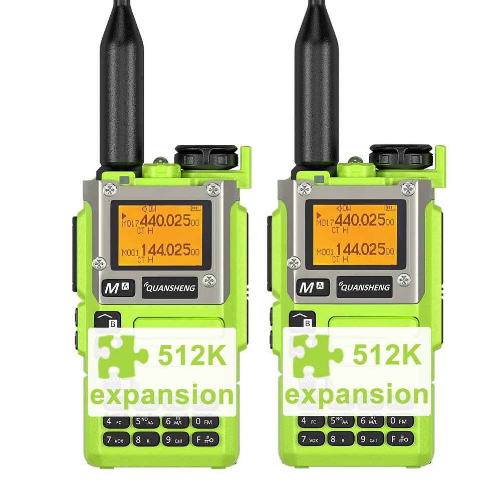 2 Pack QUANSHENG UV-K5(8) Walkie Talkie 512K Expansion Upgrade Long Range UV-K6 Two Way Radio NOAA Weather Forecast AM FM Ham Radio UV-K5 8 USB-C Charging Green