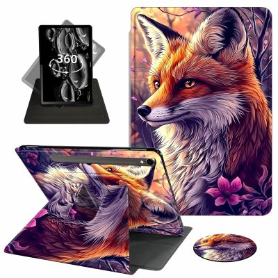 ACWDMKH Case for Samsung Galaxy Tab S9 FE 5G 10.9 Inch/Galaxy Tab S9 11 Inch 2023,360 Degree Rotating Swivel PU Leather Stand Slim Flip Folio Cover with Auto Wake/Sleep,Cute Fox Forest