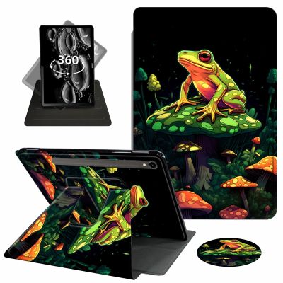 ACWDMKH Case for Samsung Galaxy Tab S9 FE 5G 10.9 Inch/Galaxy Tab S9 11 Inch 2023,360 Degree Rotating Swivel PU Leather Stand Slim Flip Folio Cover with Auto Wake/Sleep,Cute Mushroom Frog