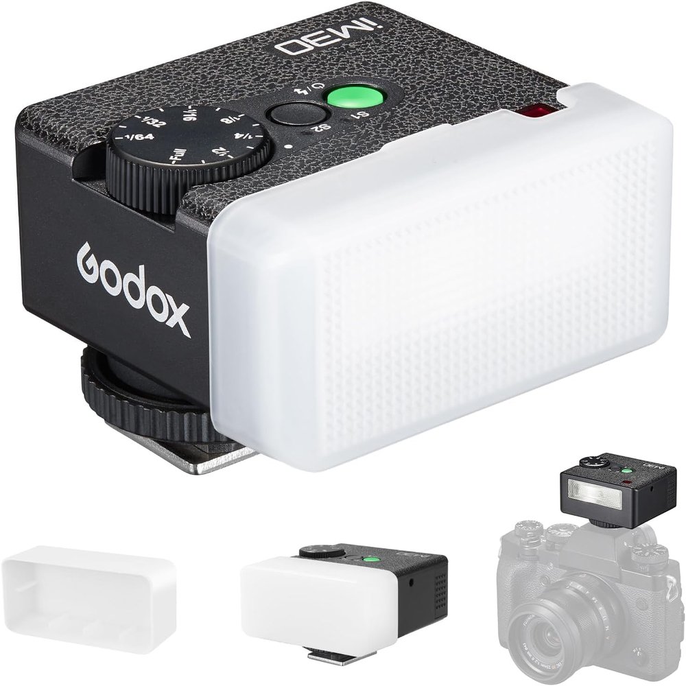 Godox iM30 Mini Camera Flash with Diffuser GN 15 7 Levels Flash Power CCT 6500K200K Mini Flash Speedlite 230 Full-Power Flashe for Canon Sony zv1 zve10 Ricoh gr3 Nikon Fuji Olympus Camera