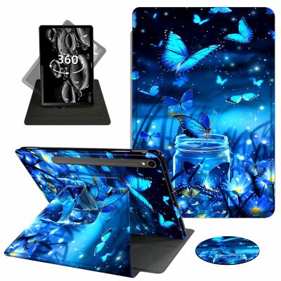ACWDMKH Case for Samsung Galaxy Tab S9 FE 5G 10.9 Inch/Galaxy Tab S9 11 Inch 2023,360 Degree Rotating Swivel PU Leather Stand Slim Flip Folio Cover with Auto Wake/Sleep,Blue Butterfly