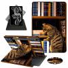 ACWDMKH Case for Samsung Galaxy Tab S9 FE 5G 10.9 Inch/Galaxy Tab S9 11 Inch 2023,360 Degree Rotating Swivel PU Leather Stand Slim Flip Folio Cover with Auto Wake/Sleep,Cat Bookshelf view 1