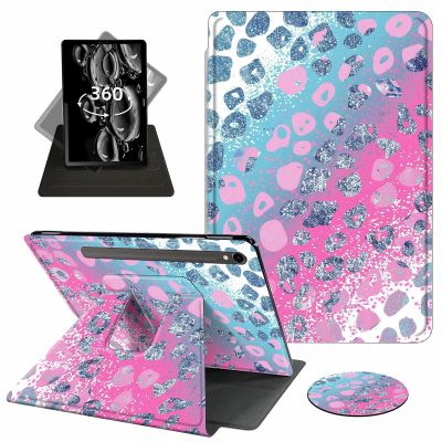 ACWDMKH Case for Samsung Galaxy Tab S9 FE 5G 10.9 Inch/Galaxy Tab S9 11 Inch 2023,360 Degree Rotating Swivel PU Leather Stand Slim Flip Folio Cover with Auto Wake/Sleep,Pink Blue Glitter