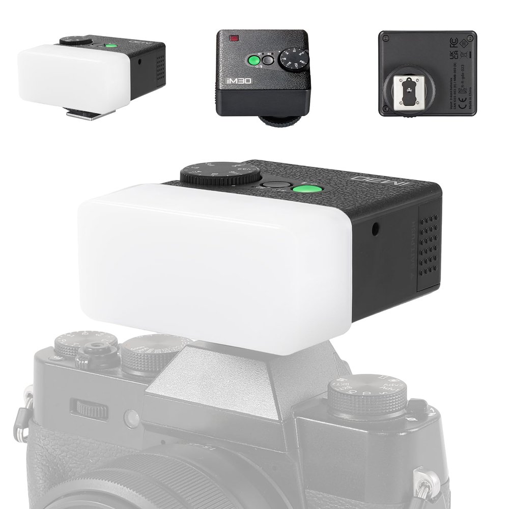 Godox iM30 Mini Camera Flash with Diffuser GN 15 7 Levels Flash Power CCT 6500K200K Mini Flash Speedlite 230 Full-Power Flashe for Canon Sony zve10 zv1 Ricoh gr3 Nikon Fuji Olympus Camera