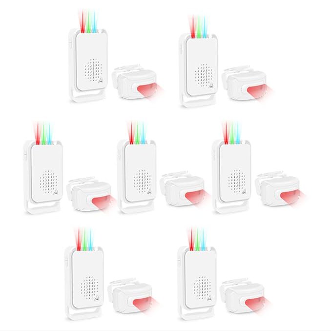Greencycle Motion Sensor Alarm,Outdoor Door Alarm Waterproof, Weatherproof Motion Detector with 900FT Long-Range Ringer, Detector Alarm for Vehicle Entry and Exit Garage,7PK