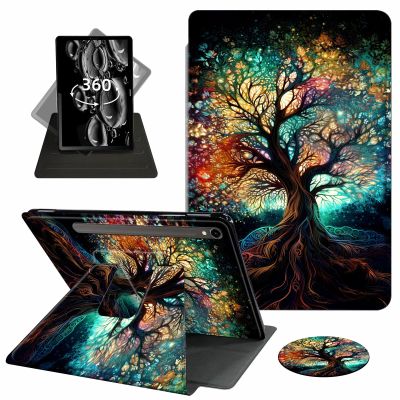ACWDMKH Case for Samsung Galaxy Tab S9 FE 5G 10.9 Inch/Galaxy Tab S9 11 Inch 2023,360 Degree Rotating Swivel PU Leather Stand Slim Flip Folio Cover with Auto Wake/Sleep,Colorful Tree