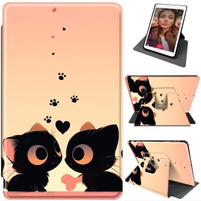 Case for 6.8" Kindle Paperwhite 11th Generation 2021 & Kindle Paperwhite Signature Edition with 360Rotating Stand, Lightweight Shockproof PU Leather Cover with Auto Wake/Sleep, Black Cat Love