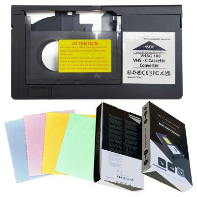 VHS-C Cassette Adapter Compatible with VHS-C SVHS Camcorders Motorized VHS Cassette Converter Not Compatible with 8mm / MiniDV / Hi8 with 4 Pcs Lens Clean Cloth