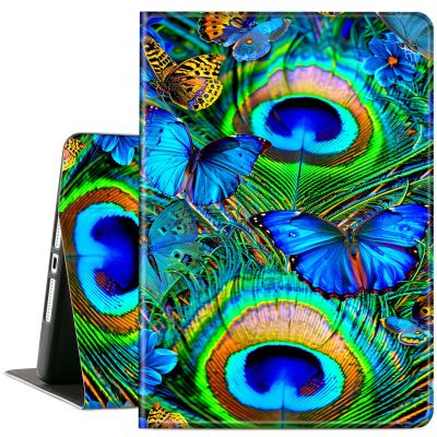 ACWDMKH for iPad Pro 13 Inch Case 2024 M4,PU Leather Slim Folio Adjustable Stand Smart Cute Cover with Auto Wake/Sleep Case for iPad Pro 13 Inch 2024,Peacock Feathers