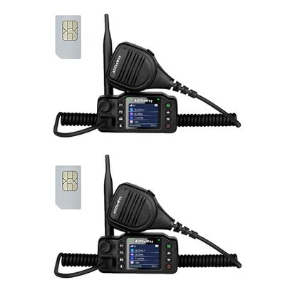 Alltheway Global PoC Mobile Radios with SIM Cards for Car and Vehicle Use, Nationwide Push to Talk Radios with Handheld Microphone (2pcs, No GPS)