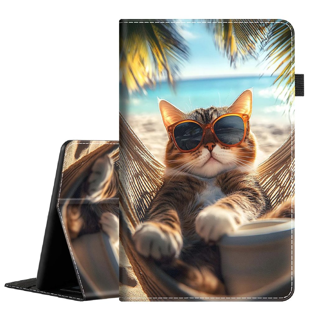 Case for Amazon Kindle Fire HD 8 Tablet & HD 8 Plus Case (2024/2022/2020 Release) 12th/10th Gen Auto Sleep/Wake Multi-Angle Viewing Slim Folio Stand Cover, Cat Selfie with Glasses