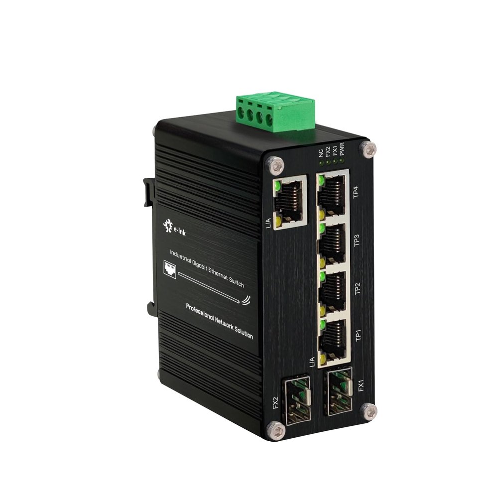 Throncom Industrial Unmanaged Ethernet Fiber 5 Ports Switch, 5-Port 10/100/1000Mbps RJ45 and 2-Port 100/1000X SFP Gigabit Ethernet Switch Din Rail Network Switch