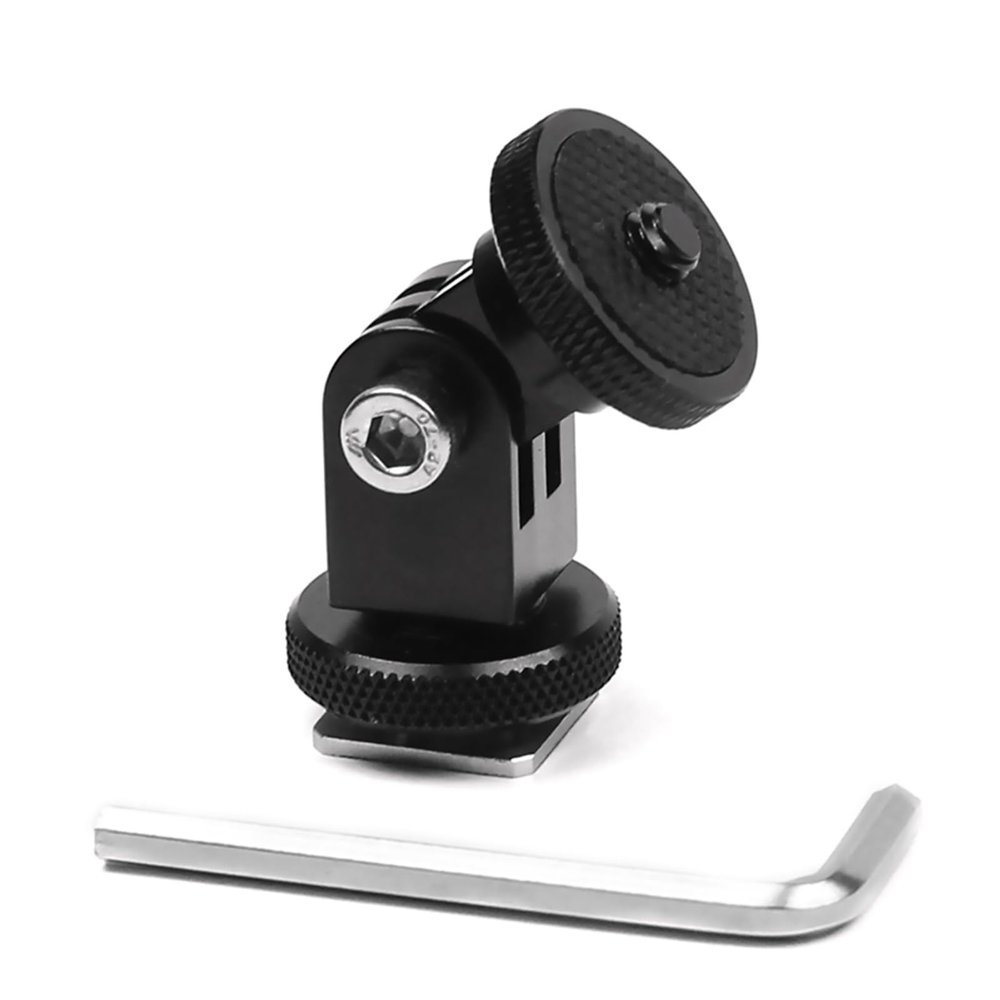360 Rotatable Cold Shoe 1/4 Screw Base Fixed Adapter Mounting Bracket for Camera
