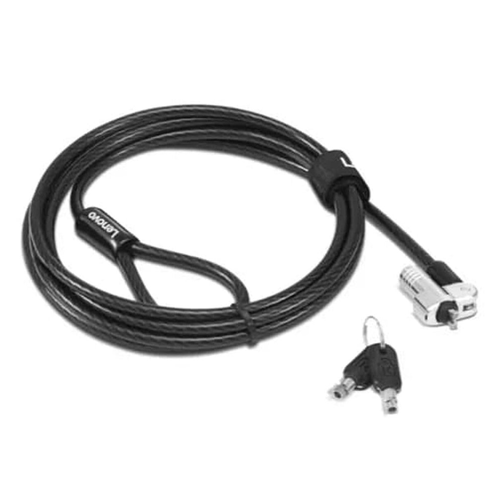 Lenovo NanoSaver Cable Lock - Patented T-bar/Key Lock - Black - Carbon Steel, Plastic - 5.91 ft - for Notebook, Desktop Computer, Monitor, Tablet