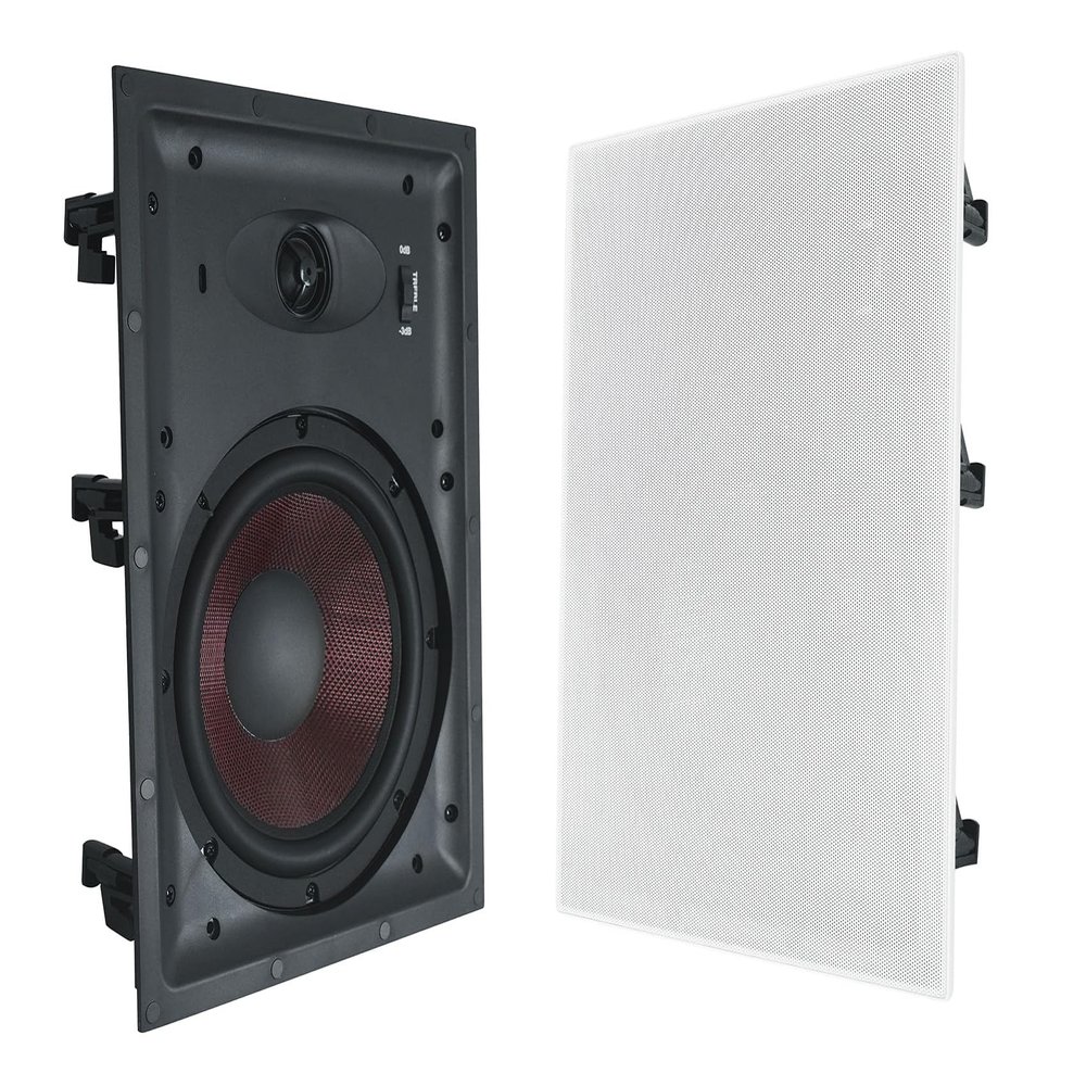 Rockville Pair WA858 320W in-Wall Speakers, 8" Kevlar Woofer, Silk Dome Tweeter, Magnetic Grilles, 2-Position Tweeter Control, 8-Ohm, for Home Theater & Whole-House Audio
