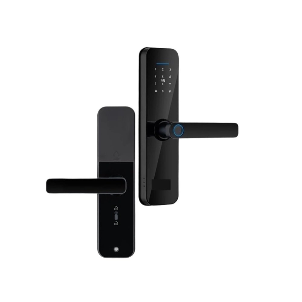 KIEEQGAK Tuya WiFi Electronic Smart Door Lockwith Biometric Fingerprint/Smart Card/Password/Key Unlock/USB Emergency Charge(240x22(3585),Black)