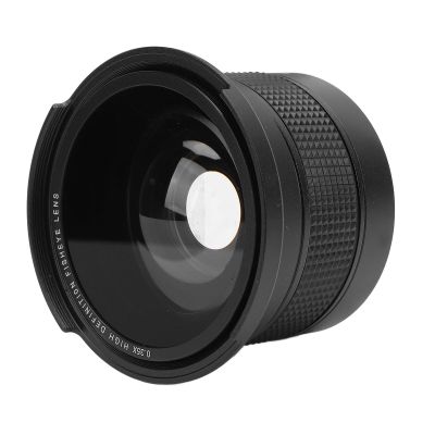 Fisheye Lens, 0.35x Super Wide Angle Panoramic Macro 2 in 1 Detachable Lens, Compatible with Full Automatic Focusing and Full Infrared, for Most Cameras, Camcorders (49mm)