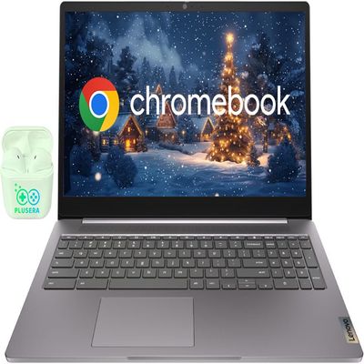 Lenovo 15.6" FHD IdeaPad Chromebook Laptop, Dual-Core Intel Celeron, Chrome OS, Numeric Keypad, Camera Privacy Shutter, PLUSERA Earphones, Grey (4GB RAM | 64GB eMMC)