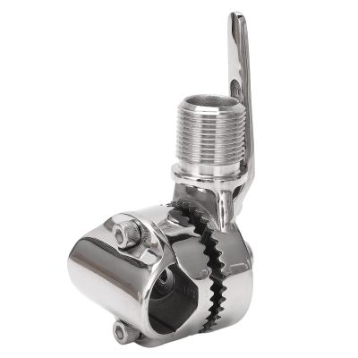 Marine VHF Antenna Mounts, Rail Mount Adjustable Antenna Base Mount, Adjustable Base Mounts Ratchet, for 7/8 to 1 Inch Rail, Suitable for Boats, Yachts, RVs