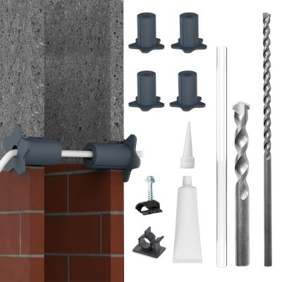 4PCS 5/8 Starlink Wall Grommets Cable Routing kit Accessories for Cables Pass Through with 5/8" Spade Drill bit,50 Wall Wires cilps Special Design for Concrete and Brick Wall (Grey)