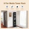 AnoYishev 8-Tier Media Tower Rack, 11.6 X 9.3 X 71 Inches CD DVD Slim Storage Cabinet with Adjustable Shelves, Tall Narrow Bookcase Display Bookshelf for Home Office (Black) view 3