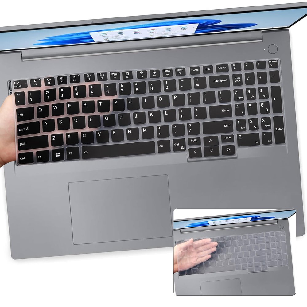 2 PCS Keyboard Cover for 2025-2023 Lenovo ThinkBook 16 G6 G7 G7+ G8 G9 & ThinkBook 16p G4 G5 G6 16" Laptop Keyboard Skin(Not fit ThinkBook 16 G4 G4+)-Black+Clear