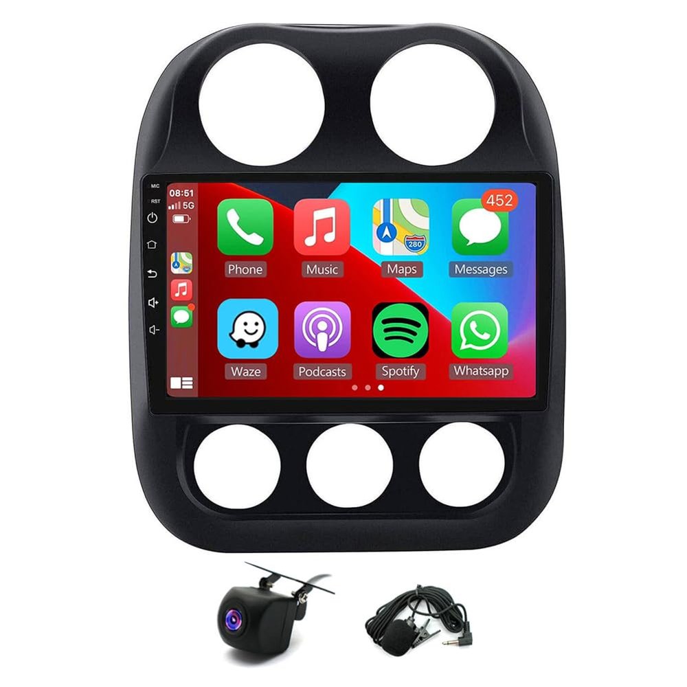 10" Android 13 with Wireless Carplay Android Auto Car Radio Receiver for Jeep Compass Patriot 2010-2016, 2+32G Touch Screen Car Stereo GPS Navigation WiFi Bluetooth AHD