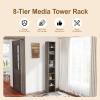AnoYishev 8-Tier Media Tower Rack, 11.6 X 9.3 X 71 Inches CD DVD Slim Storage Cabinet with Adjustable Shelves, Tall Narrow Bookcase Display Bookshelf for Home Office (Grey) view 2