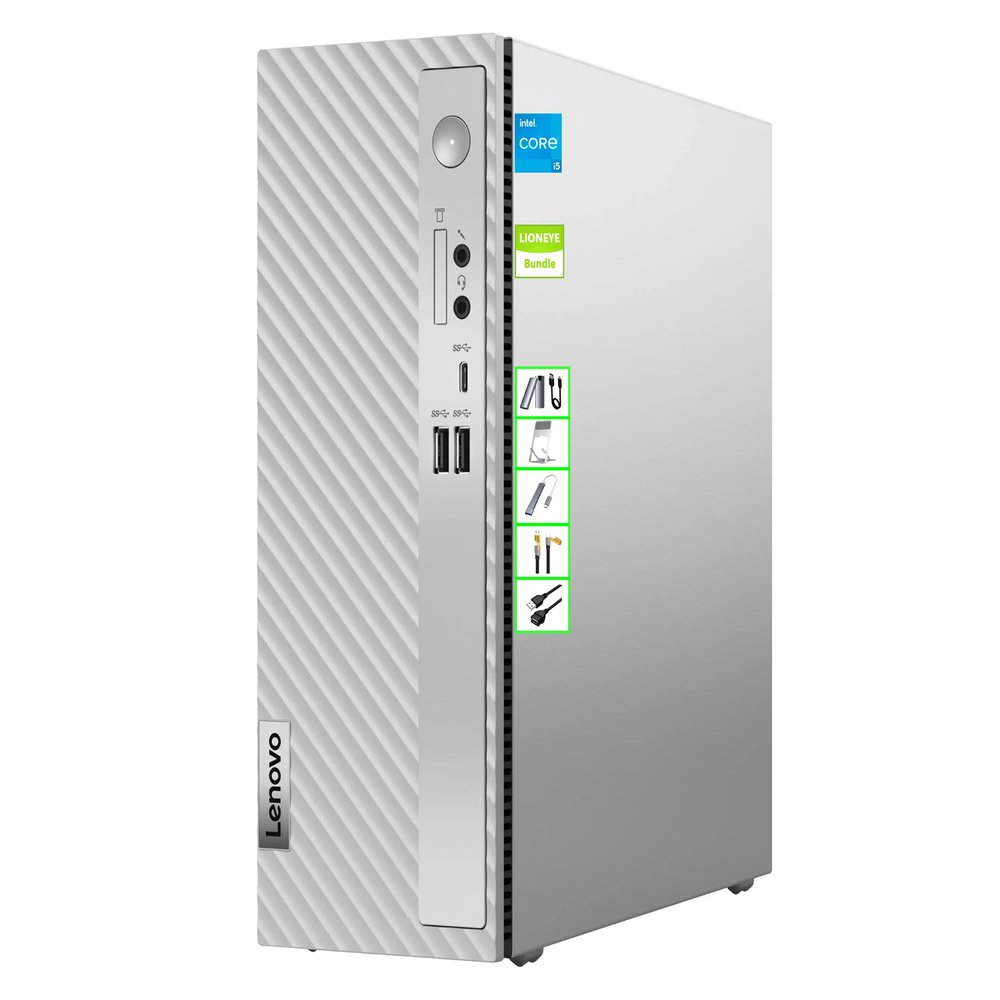 Lenovo AI-Powered IdeaCentre 3 Desktop Computer|16GB RAM| 1TB SSD & 128GB Portable SSD| Intel Core i5-14400|Wi-Fi 6 | RJ-45| VGA| Card Reader| Copilot Ready| Windows 11| Wired KB & Mouse|LE Bundle
