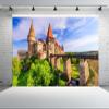 CHNYWORK 7ftx5ft Hunyad Castle Backdrop Romania Historic Architecture Corvin's Castle with Wooden Bridge Sunny Background Romania Travel Castle Party Decor Photo Studio Props Wallpaper view 1