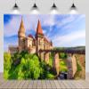 CHNYWORK 7ftx5ft Hunyad Castle Backdrop Romania Historic Architecture Corvin's Castle with Wooden Bridge Sunny Background Romania Travel Castle Party Decor Photo Studio Props Wallpaper view 2