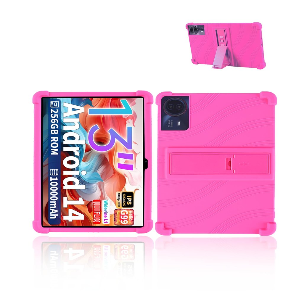 for TECLAST T65max 13 Inches Android 14 Tablet 2024 New Tablet Model Case,Soft Silicone Adjustable Stand Cover Lightweight Kids Friendly,Rosered.