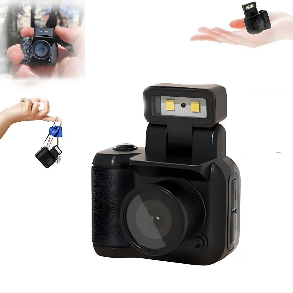 YJHH Retroscope Mini Camera, 2025 Retroscope Camera, Retro Scope Camera, Mini Keychain Camera, Mini Digital Camera Keychain with LED Flash Light,(Black,128GB)