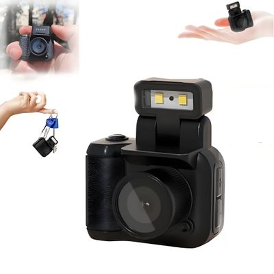YJHH Retroscope Mini Camera, 2025 Retroscope Camera, Retro Scope Camera, Mini Keychain Camera, Mini Digital Camera Keychain with LED Flash Light,(Black,16GB)