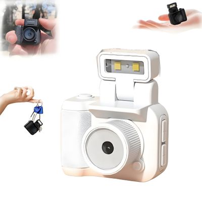 YJHH Retroscope Mini Camera, 2025 Retroscope Camera, Retro Scope Camera, Mini Keychain Camera, Mini Digital Camera Keychain with LED Flash Light,(White,32GB)