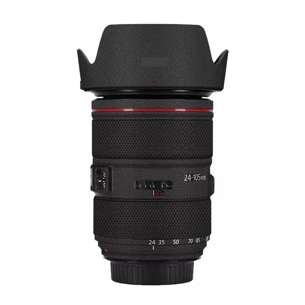 Anti-Scratch Camera Lens Sticker for Canon EF 24-105mm F4 L is II USM Coat Wrap Protective Film Body Protector Skin Cover f24-105 4(Leather Black)