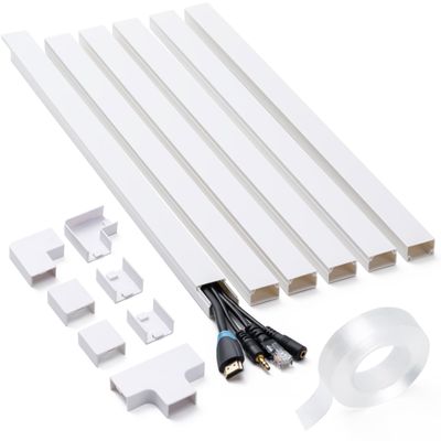 94.5in Cord Hider Kit, Cord Covers for Wires on Wall, Cable Hider Cord Organizer, Wire Hiders for TV on Wall, Cord Concealer, Cable Cover Wall Wire Management, 6X L15.7 W0.96 H0.58in, White