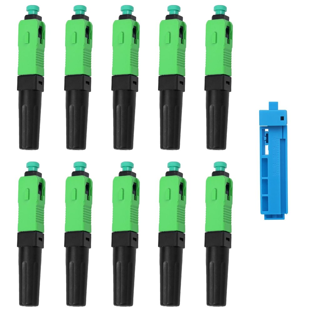 Duogalia-10 Pack SC APC Single Mode Fiber Optic Cable Quick Connector Fast Connection Adapter for 2.0 * 3.0mm Fiber Drop Cable(V Groove)