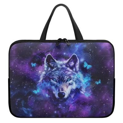 Customizable Pattern Laptop Bag 10-17 Inch Laptop Case Computer Carrying Case Laptop Sleeve Bag Handbag Briefcase for Men (Wolf,Purple)