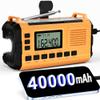 Emergency Weather Radio - AM/FM/NOAA Hand Crank Radio with 15W Fast Charge, 40000mAh Portable Solar Power Bank, Multi-Function Flashlight & SOS Alarm for Outdoor Indoor Emergencies (Orange) view 1