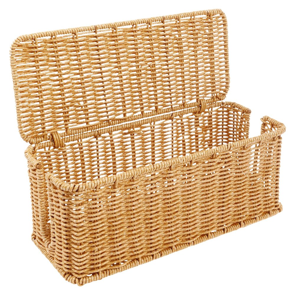 Handmade Cable Management Box, Rattan Cable Organizer, 2 Open Slots Cords Hider Box, Cute Design Charging Basket, Versatile Cable Organizer Box, for TV Wires Computer Router USB Hub