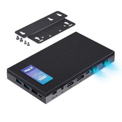 MeLE QuieterDL Ultrathin Fanless N100 Mini PC Dual 2.5G LAN 4GB 128GB Micro PC Windows 11 Home HDMI 4K USB-C DP1.4 Triple Display 2.4/5GHz WiFi BT5.1 Small Desktop Computer on Soft Router, NAS, IoT
