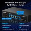 5 Port 10Gb RJ45 Web Managed Ethernet Network Switch, 5 x 10 Gigabit Base-T Port | 10Gbps Multi-Gig Swicth Support 5G-2.5G-1G-100M | 19 Inch Rack Mount | 100G Bandwidth | Metal Casing | Built-in Fan view 4