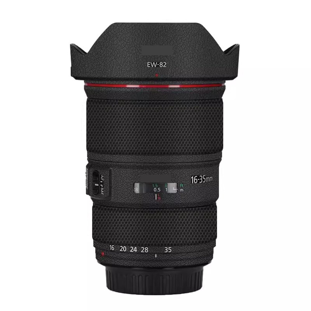 Lens Cap Skin Anti-Scratch Camera Sticker for Canon EF 16-35mm F4 L is USM Protective Wrap Film Body Protector Decal 16-35 4(Leather Black)