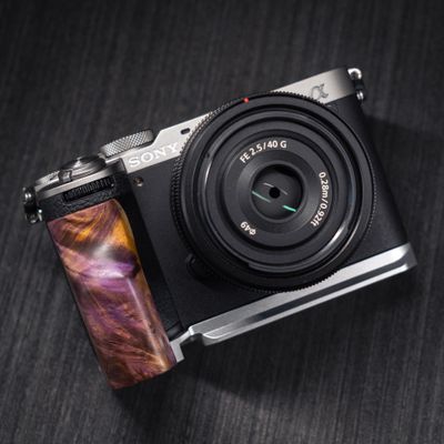 Wooden Wood Hand Grip + Aluminum Alloy Baseplate QR L Handle for a7c2/a7cr Camera (Purple+Brown Stablewood(Sliver))