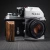 Wooden Wood Hand Grip + Aluminum Alloy Baseplate QR L Handle for F Camera (Tabby Sandalwood + Silver Base) view 2