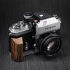 Wooden Wood Hand Grip + Aluminum Alloy Baseplate QR L Handle for F Camera (Tabby Sandalwood + Silver Base) view 3