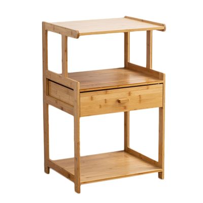 3-Tier AV Media Stand,Corner ShelfWooden Presentation Cart Table,AV Media Audio Stand for Living, Office, Theater, Recording Studio(Wood Color)